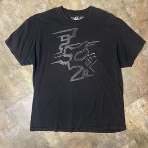 fox racing y2k early 2000s 2xl front and back logo black and grey graphic tee